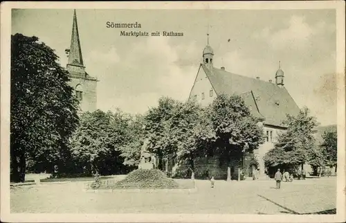 Ak Sömmerda in Thüringen, Marktplatz mit Rathaus
