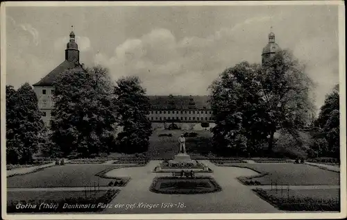 Ak Gotha in Thüringen, Denkmal und Platz der gef. Krieger 1914-18