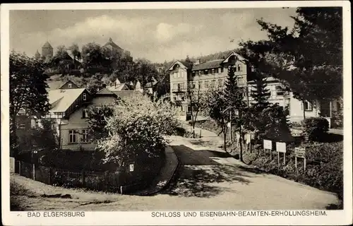 Ak Elgersburg in Thüringen, Schloss und Eisenbahn-Beamten-Erholungsheim