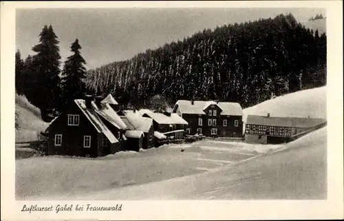 Ak Gabel Schönbrunn Schleusegrund im Thüringer Wald, Teilansicht, Winter, Schnee