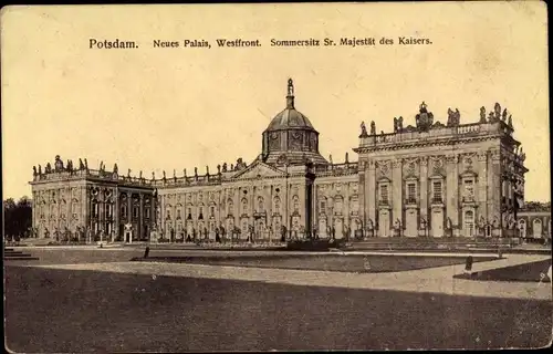 Ak Potsdam, Neues Palais, Westfront, Sommersitz Sr. Majestät des Kaiser