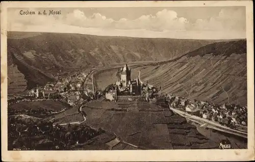 Ak Cochem an der Mosel, Panorama, Burg