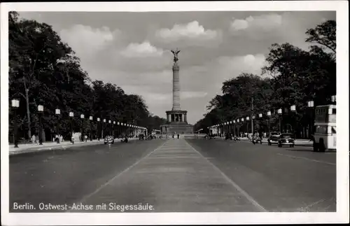 Ak Berlin Tiergarten, Ost-West-Achse mit Siegessäule