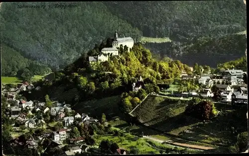 Ak Schwarzburg im Schwarzatal, Blick vom Trippstein, Panorama