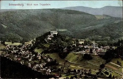 Ak Schwarzburg in Thüringen, Blick vom Trippstein