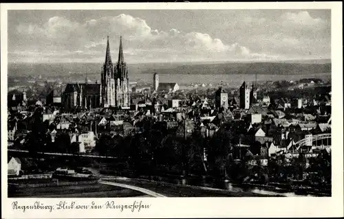 Ak Regensburg an der Donau Oberpfalz, Panorama von den Winzerhöhen, Kirche
