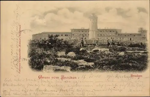 Ak Brocken Nationalpark Harz, Brockenturm, Brockenhotel