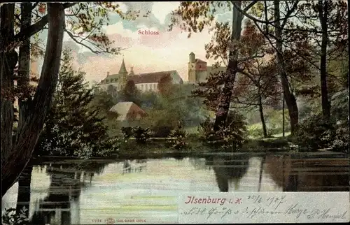 Ak Ilsenburg im Harz, Wasserblick zum Schloss
