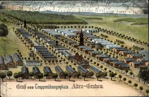 Litho Altengrabow Möckern, Truppenübungsplatz, Vogelschau