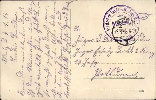 Ak Stempel Deutsche Feldpost 1. WK, Ersatz Batl. Landw. Inf. Regt. Nr. 39