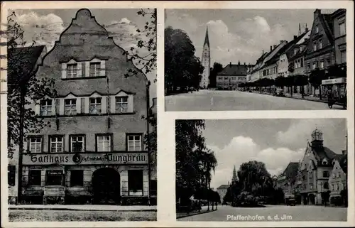 Ak Pfaffenhofen an der Ilm Oberbayern, Gasthaus Jungbräu, Straßenpartie