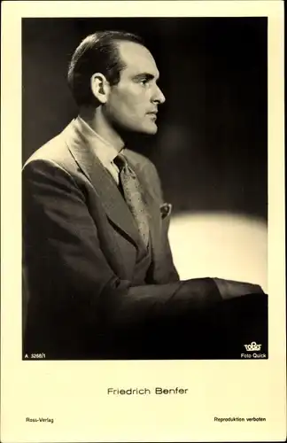 Ak Schauspieler Friedrich Benfer, Profil, Ross Verlag Nr. A 3268/1