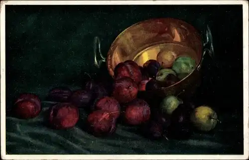 Ak Früchtestillleben mit Pflaumen