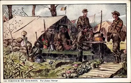Künstler Ak Thiriar, James, Le Porteur de Gourdes, Asiles des Soldats Invalides Belges