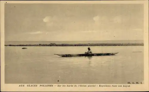 Ak Aux Glaces Polaires, Sur les bords de l'Ocean glacial, Esquimau dans son kayak