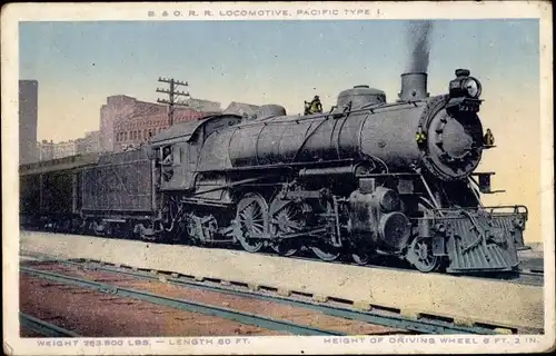Ak B&ORR Baltimore and Ohio Railroad Locomotive, Pacific Type 1