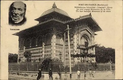 Ak Fort de France Martinique, Bibliothèque Schœlcher