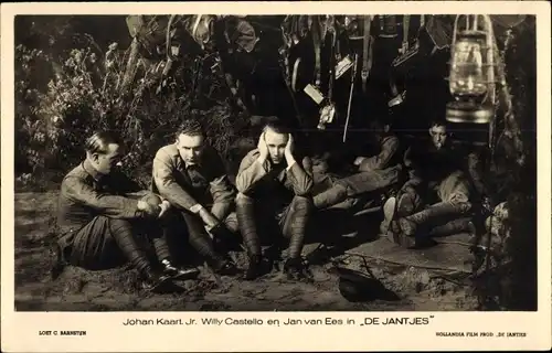 Ak Schauspieler Joahn Kaart, Willy Castello, Jan van Ees, De Jantjes, Filmszene