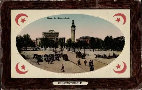 Präge Passepartout Ak Konstantinopel Istanbul Türkei, Place du Seraskerat
