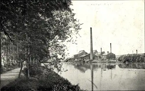 Ak Katowice Kattowitz Oberschlesien, Martha Hütte, Blick vom anderen Flussufer