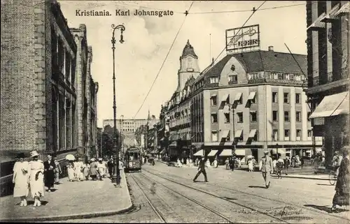 Ak Kristiania Christiania Oslo Norwegen, Karl Johansgate