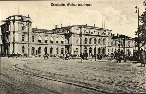 Ak Kristiania Christiania Oslo Norwegen, Ostbanestationen