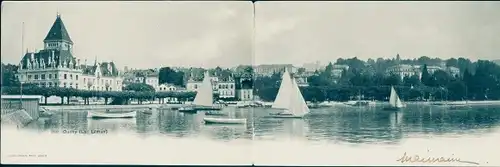 Klapp Ak Lausanne Kanton Waadt, Blick auf den Ort, Segelboote