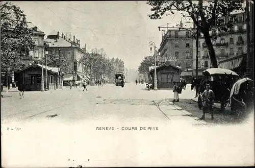 Ak Genève Genf Schweiz, Cours du Rive, Tram