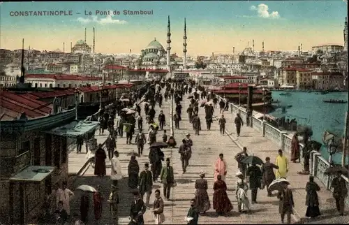 Ak Konstantinopel Istanbul Türkei, Pont de Stamboul, Moschee