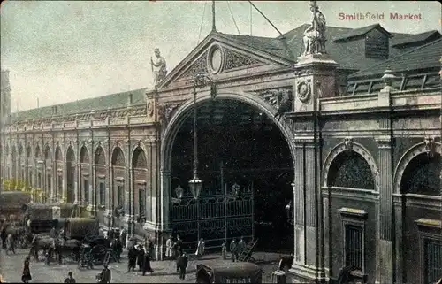 Ak London City England, general view of Smithfield Market