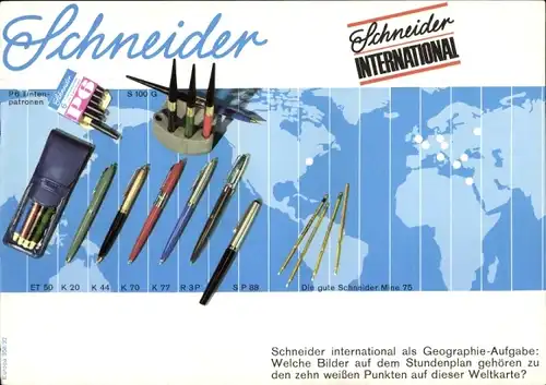 Stundenplan Schneider International Kugelschreiber, Sehenswürdigkeiten um 1960