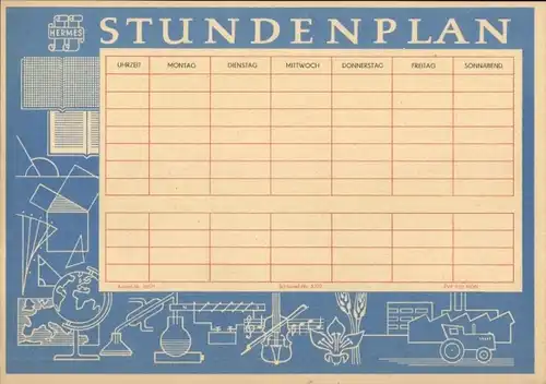 Stundenplan Hermes Versicherung um 1960