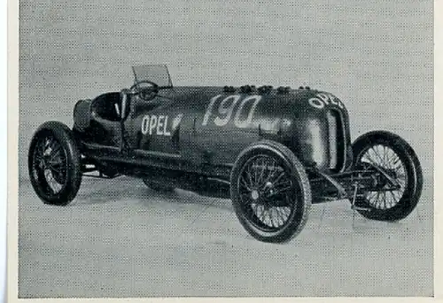 Sammelbild Sammelwerk Auto und Flugzeug, Serie A I Bild 27, Opel Rennwagen, Vortella Bild