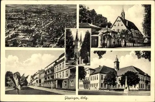 Ak Göppingen in Württemberg, Gesamtansicht, Straßenpartie, Kirche