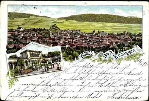 Litho Bad Kissingen Unterfranken Bayern, Gesamtansicht, Arkadenbau