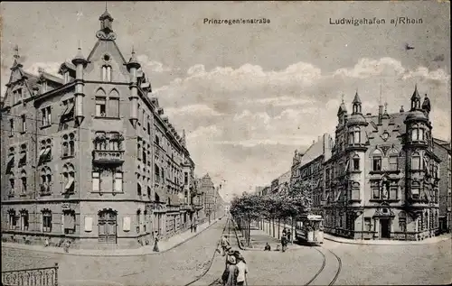 Ak Ludwigshafen am Rhein, Prinzregentenstraße, Straßenbahn