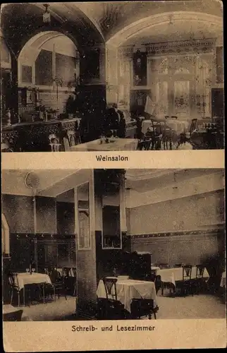 Ak Aachen in Nordrhein Westfalen, Hotel Weinrestaurant Ewige Lampe, Schreib - und Lesezimmer