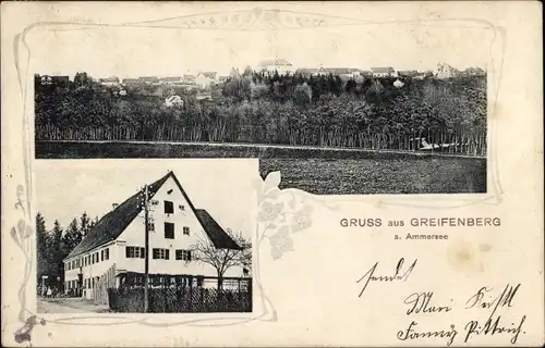 Ak Greifenberg in Oberbayern, Blick auf den Ort, Gasthaus