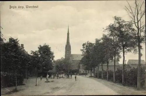 Ak Ulvenhout Nordbrabant Niederlande, Dorfeingang, Kirche