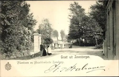 Ak Zevenbergen Nordbrabant, Plantsoen en Hazeldonksche Zandweg