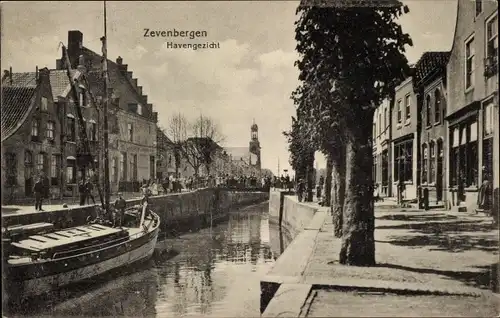 Ak Zevenbergen Nordbrabant, Havengezicht