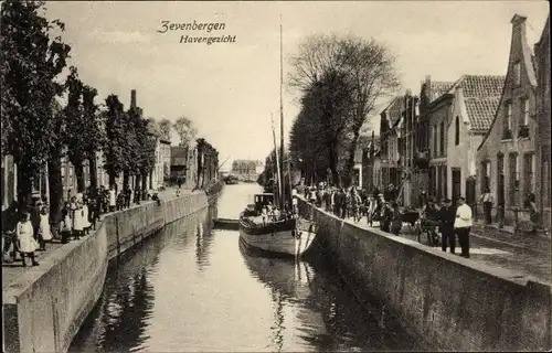 Ak Zevenbergen Nordbrabant, Havengezicht