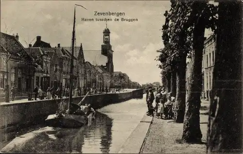 Ak Zevenbergen Nordbrabant, Haven tusschen de Bruggen