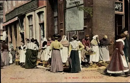 Ak Maastricht Limburg Niederlande, Op de Markt