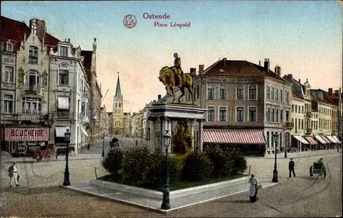 Ak Ostende Westflandern, Place Léopold, Boucherie