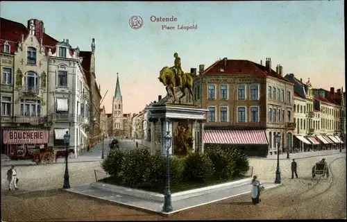 Ak Ostende Westflandern, Place Léopold, Boucherie