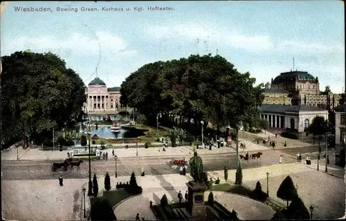 Ak Wiesbaden in Hessen, Bowling Green, Kurhaus, Kgl. Hoftheater