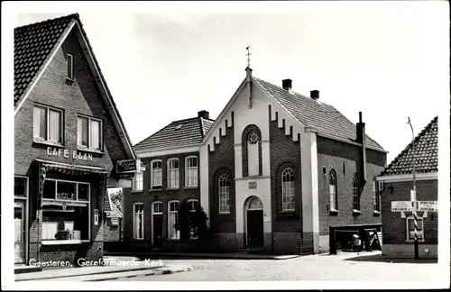 Ak Geesteren Gelderland, Gereformeerde Kerk, Cafe Baan