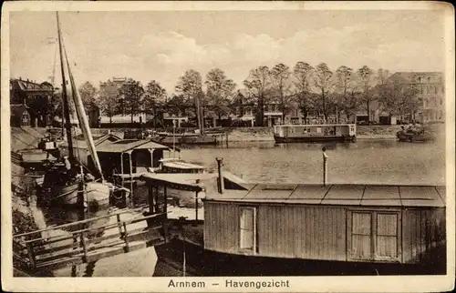 Ak Arnhem Gelderland Niederlande, Havengezicht