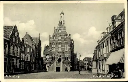 Ak Culemborg Gelderland, Markt met Stadhuis